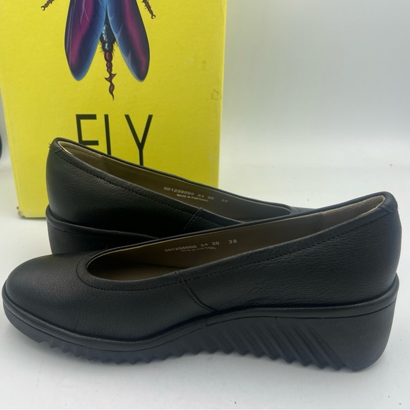 Fly London LENY258FLY-000 Womens Black Leather Slip On Wedge Size EU38 NEW w/Box - Picture 9 of 16